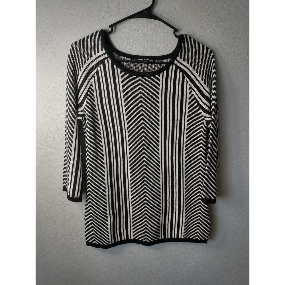 Cable & Gauge Black White Sweater Women’s Small Printed Knit